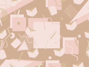 Memphis kitapları ile seamless modeli. Geometrik öğeleri memphis 80 tarzı. Vektör çizim