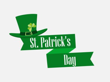 St.Patrick'ın gün. Metin ve cin şapka şeridi. Festival afiş. Vektör çizim