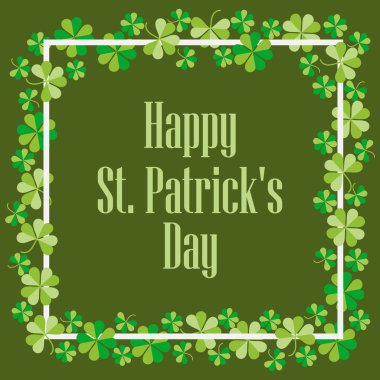 Happy St Patrick's. Yonca ve metin ile şenlikli arka plan. Vektör çizim