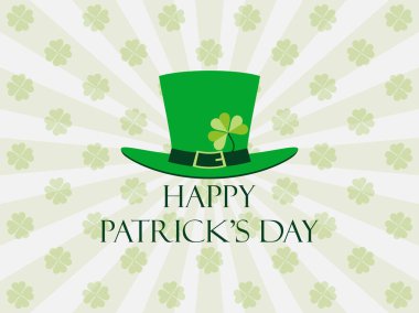 Happy St Patrick's day. Cüce cin şapka ışınları bir zemin üzerine. Vektör çizim