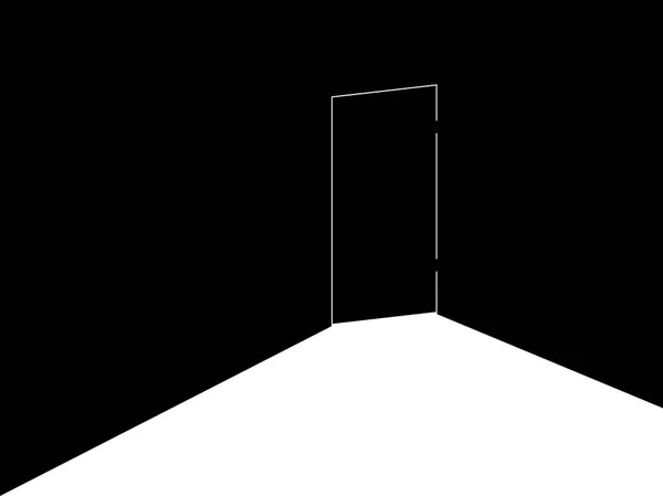 La luz debajo de la puerta. Puerta cerrada con luz. Retro Banner, negro. Ilustración vectorial — Archivo Imágenes Vectoriales