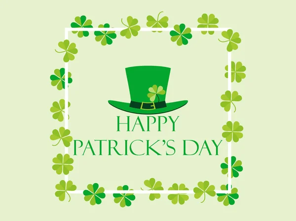 Happy St. Patrick's. Frame met kabouter hoed en klaver. Vectorillustratie — Stockvector