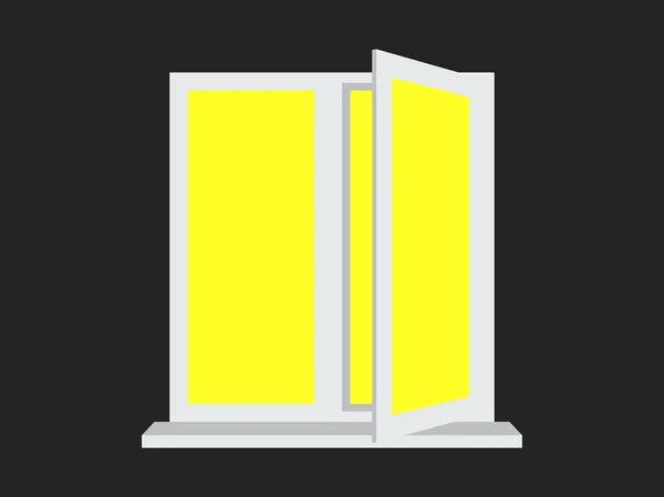 Światło z otwartego okna. Żółte światło. Ilustracja wektorowa — Wektor stockowy