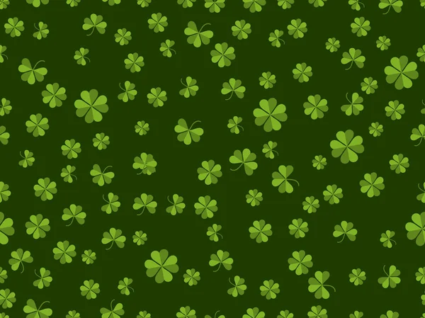 Saint Patrick. Modèle sans couture avec trèfle sur un fond vert. Illustration vectorielle — Image vectorielle