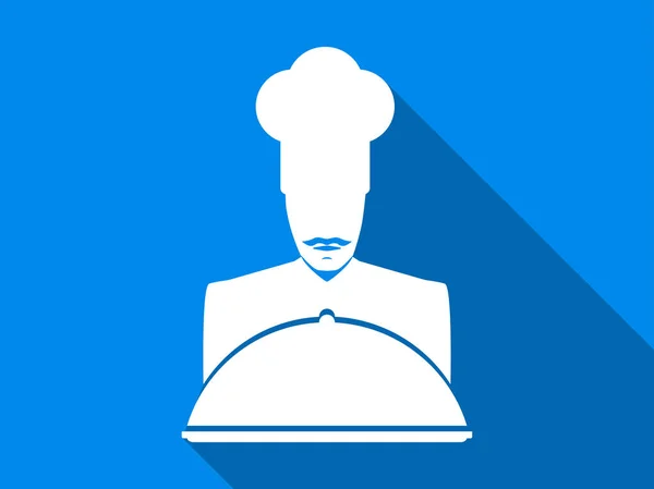 Chef icono plano con sombra larga. Ilustración vectorial — Vector de stock