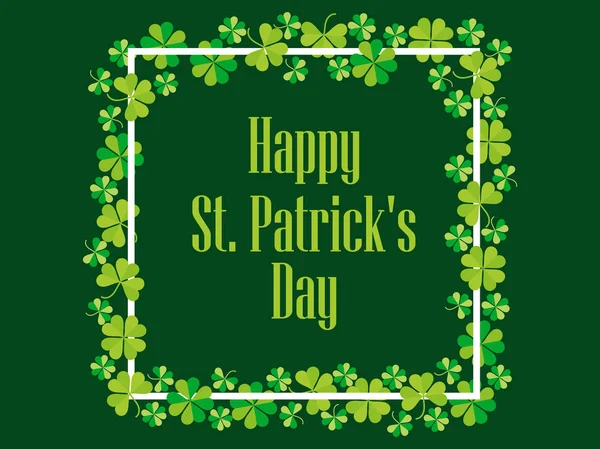 Heureux St Patrick. Fond festif avec trèfle et texte. Illustration vectorielle — Image vectorielle