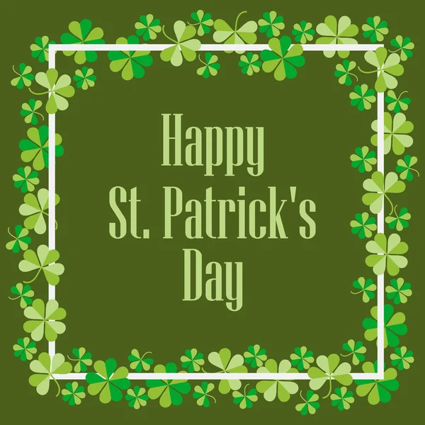 Happy St. Patrick's. Feestelijke achtergrond met klaver en tekst. Vectorillustratie — Stockvector