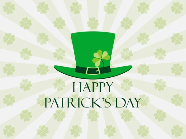 Happy St. Patrick's day. Kabouter hoed op een achtergrond met stralen. Vectorillustratie — Stockvector