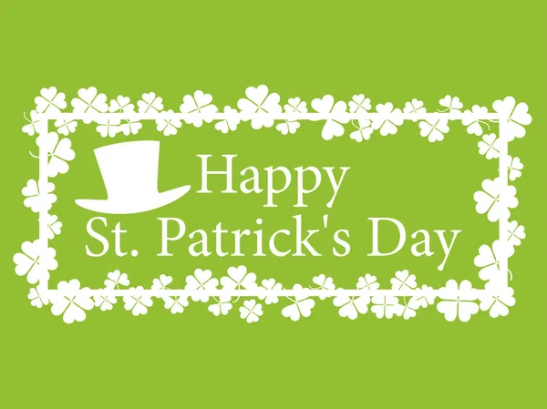 Heureux St Patrick. Cadre avec trèfle et texte. Illustration vectorielle — Image vectorielle