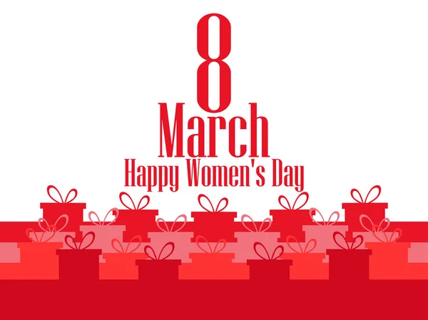День 8 марта. Международный женский день. Знамя с подарочными коробками. Векторная иллюстрация — стоковый вектор
