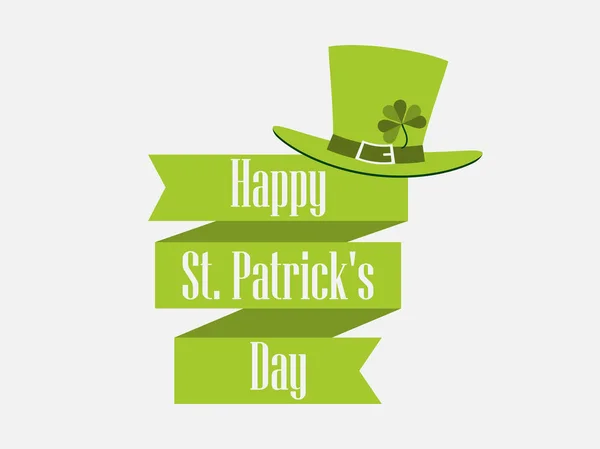 Saint-Patrick. Ruban avec texte et chapeau de lutin. Bannière festive. Illustration vectorielle — Image vectorielle