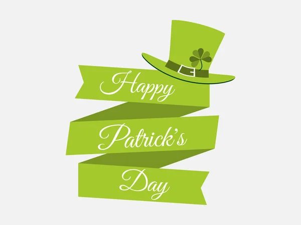 Saint-Patrick. Ruban avec texte et chapeau de lutin. Bannière festive. Illustration vectorielle — Image vectorielle