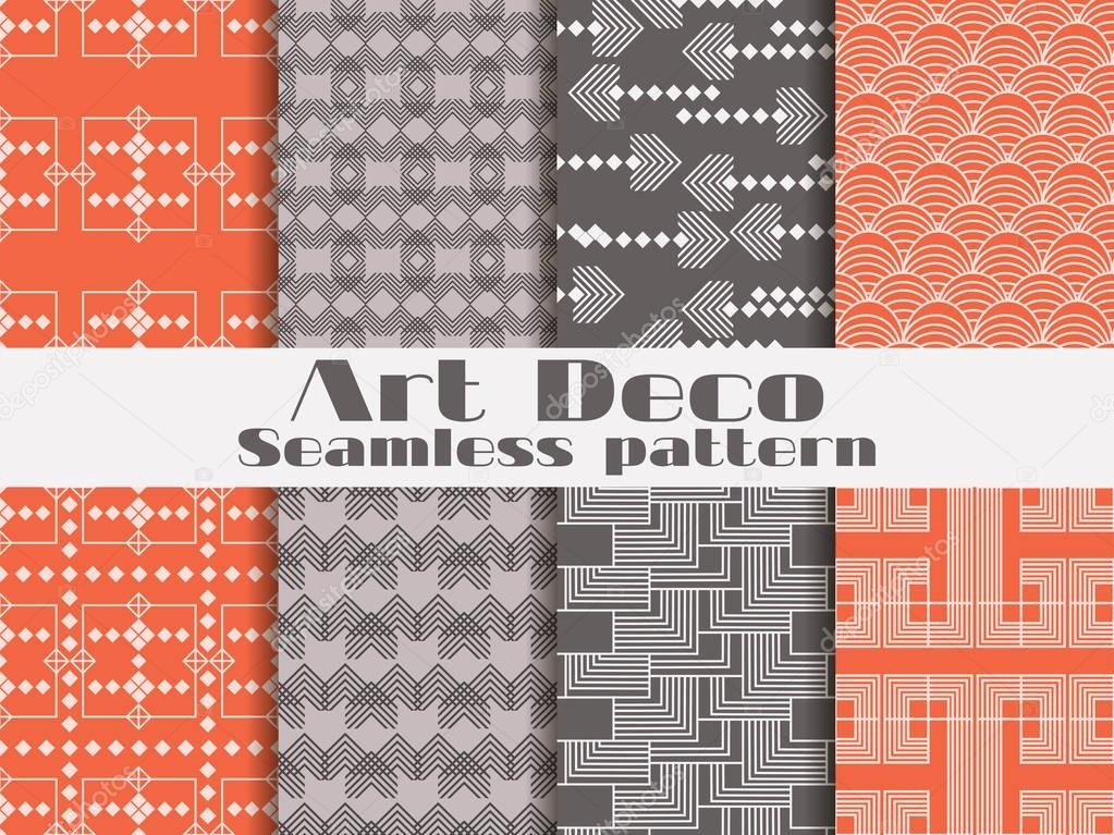 Art deco seamless pattern. Set retro backgrounds. Style 1920's, 1930's. Vector illustration