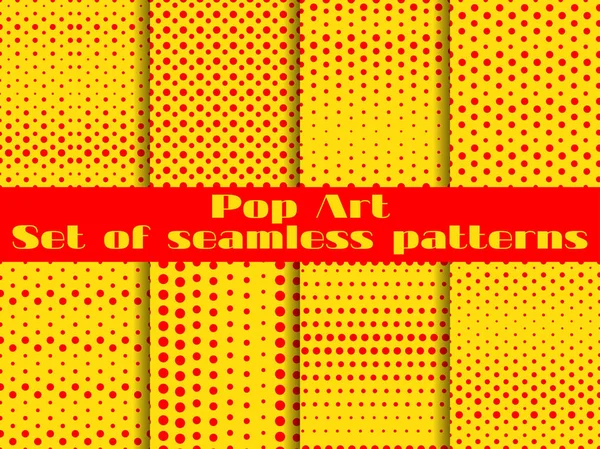 Gepunkteter, Pop Art nahtloser Musterhintergrund. Vektordarstellung einstellen. — Stockvektor