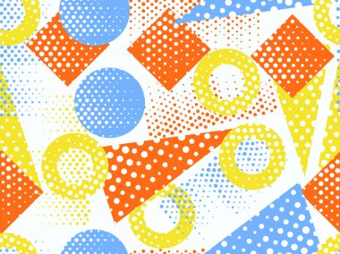 Memphis seamless modeli. Geometrik öğeleri memphis 80 tarzı. Vektör çizim.