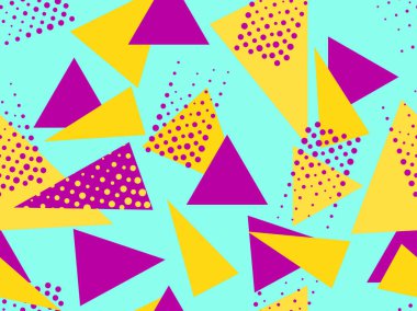 Memphis seamless modeli. Geometrik öğeleri memphis 80 tarzı. Vektör çizim.