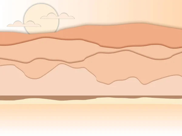 Papír sivatagban. Hegyvidéki tájkép árnyékkal. Vektoros illusztráció — Stock Vector