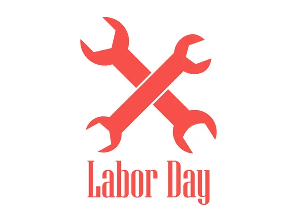 Labor Day logo with spanners isolated on a white background. 1st of May. Tools for repair. Vector illustration — Stock Vector