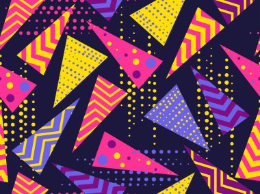 Memphis seamless modeli. Geometrik öğeleri memphis 80 tarzı. Vektör çizim.