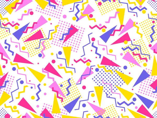 Memphis nahtlose Muster. Geometrische Elemente im Stil der 80er Jahre. Vektorillustration. — Stockvektor