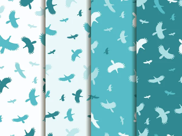 Nahtlose Muster mit Vögeln. Farbe mintblau. Vektorhintergründe — Stockvektor