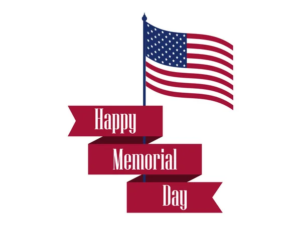 Happy Memorial Day. Lint met tekst en de Amerikaanse vlag. Vectorillustratie — Stockvector