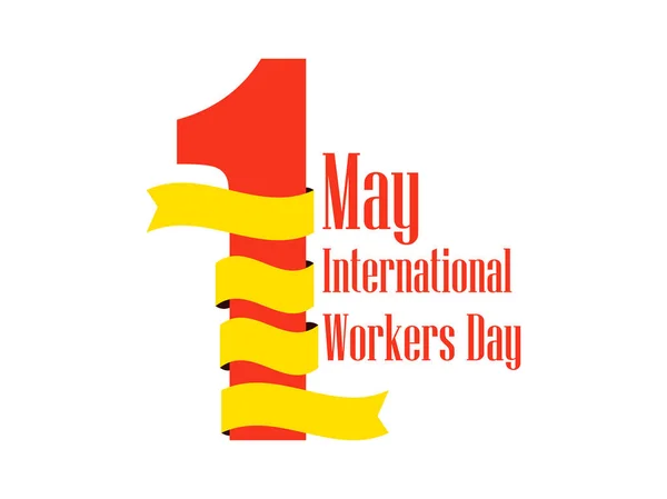 Международный день трудящихся. День труда 1 мая. Лента с текстом, логотипом. Векторная иллюстрация — стоковый вектор