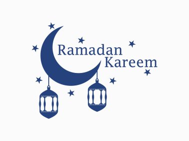 Ramazan Kareem. Fener ve ay. Müslüman tatil ışıklar. Beyaz arka plan üzerinde izole afiş. Vektör çizim