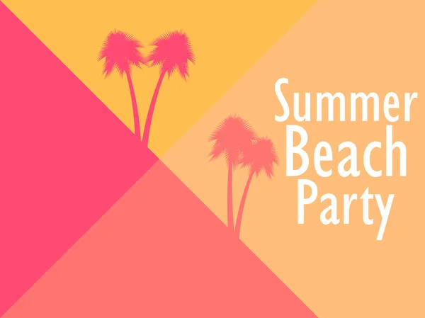 Lato beach party. Geometryczne tło z palmami. Retro kolory. Ilustracja wektorowa — Wektor stockowy