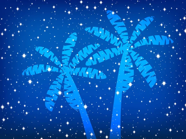 Palms and stars. Night background. Vector illustration — Stock Vector