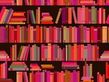 Kitap, Kütüphane bookshelf ile Seamless modeli. Vektör çizim