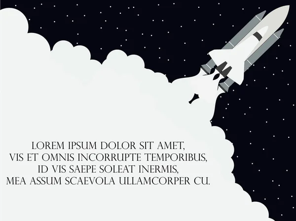 Space-Shuttle-Flach. Start des Satelliten. Start-Raumschiff. Vektorillustration — Stockvektor