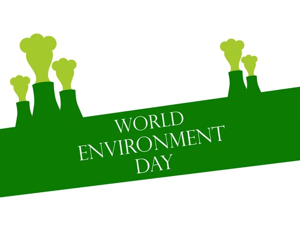 Día Mundial del Medio Ambiente 5 de junio. Contaminación ambiental. Tuberías con humo. Ilustración vectorial — Archivo Imágenes Vectoriales