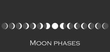 Ayın Evreleri. Tam tüm süreç new moon. Vektör çizim