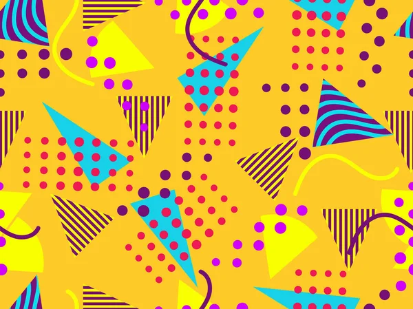 Memphis nahtlose Muster. Geometrische Elemente im Stil der 80er Jahre. Vektorillustration — Stockvektor