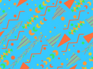 Memphis seamless modeli. Geometrik öğeleri memphis 80 tarzı. Vektör çizim