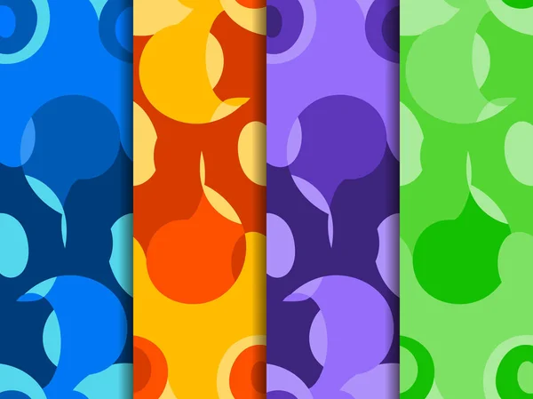 Abstrakte nahtlose Muster für Oberflächen. vier Hintergründe sind blau, grün, gelb, lila. Vektorillustration — Stockvektor