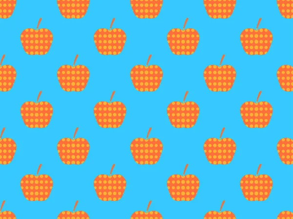 Бесшовный узор с яблоками в стиле поп-арта с точками. Векторная иллюстрация — стоковый вектор