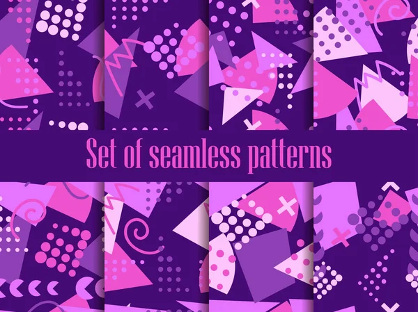 Memphis seamless pattern. Geometric elements memphis in the style of 80's. Vector illustration — Stock Vector