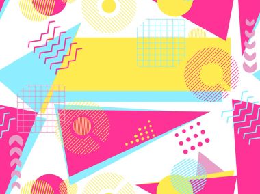 Memphis seamless modeli. Geometrik öğeleri memphis 80 tarzı. Bauhaus retro. Vektör çizim.