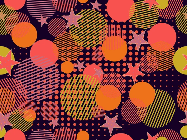 Memphis nahtlose Muster. Pop Art punktiert und geometrische Elemente memphis im Stil der 80er Jahre. Vektorillustration — Stockvektor
