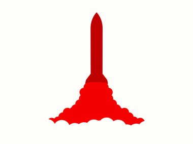 Nükleer bir füze lansmanı. Atom bombası. Roketi. Vektör çizim