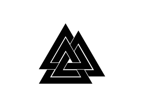 Valknut es un símbolo del fin del mundo del árbol Yggdrasil. Signo del dios Odín. Cultura nórdica. Logo del triángulo. Ilustración vectorial — Vector de stock