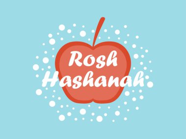 Rosh Hashanah. Tebrik kartı tasarımı Yahudi yeni yılı. Shana Tova. Kırmızı elma. Vektör çizim
