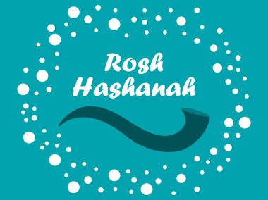 Rosh hashanah. Shofar boynuz. Tebrik kartı tasarımı Yahudi yeni yılı. Vektör çizim