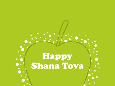 Rosh Hashanah. Tebrik kartı tasarımı Yahudi yeni yılı. Shana Tova. Yeşil elma. Vektör çizim