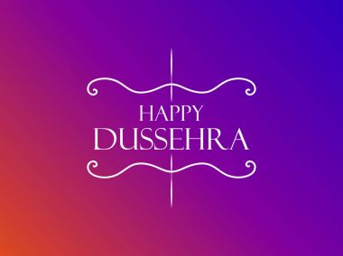 Mutlu Dussehra. Hint Festivali kutlama. Bir degrade arka plan üzerinde yazıt. Vektör çizim