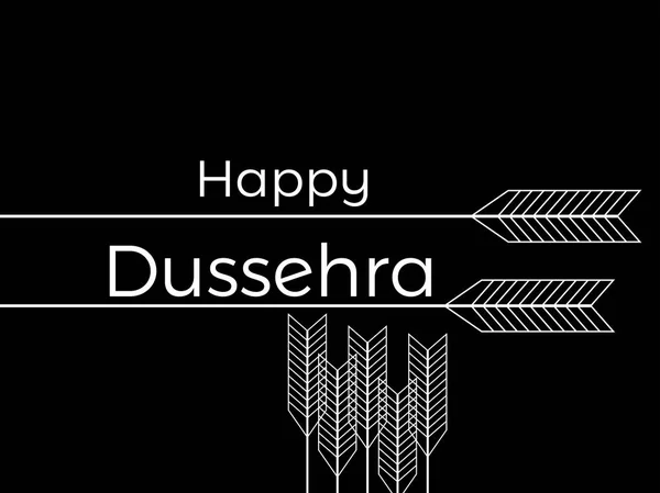 Feliz Dussehra. Celebración del festival indio. La inscripción sobre fondo negro con flechas. Ilustración vectorial — Vector de stock