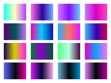 Gradyan arka planlar kümesi. Mor, koyu mor bulanık tonları. Vektör çizim