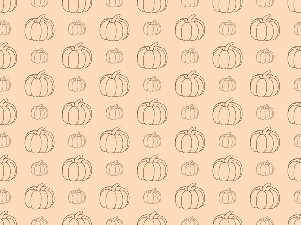 Тыквы бесшовный рисунок. Осенний фон с контурами тыкв на бежевом фоне. Векторная иллюстрация — стоковый вектор